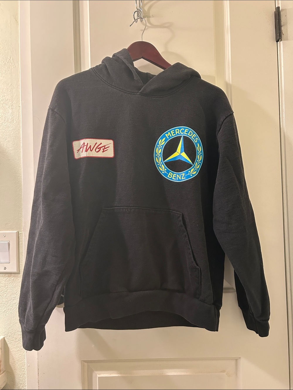 AWGE Mercedes Logo Black Pullover Hoodie, Sz M